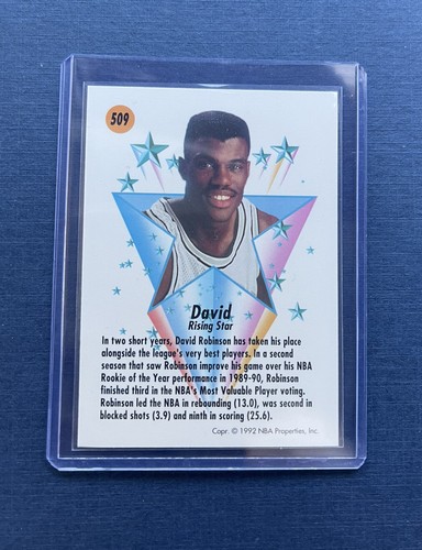 1991-92 NBA Skybox David Robinson #509 🔥 San Antonio Spurs - Picture 3 of 3