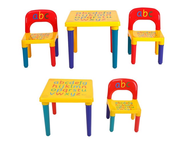 Plastic Abc Alphabet Table And Chair Set For Kids Children Toddlers Child Gift