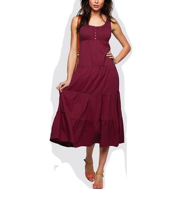 burgundy beach dress Zapaka Women Burgundy Midi Summer Dress Flutter Sleeve V-Neck Casual Dress  – ZAPAKA