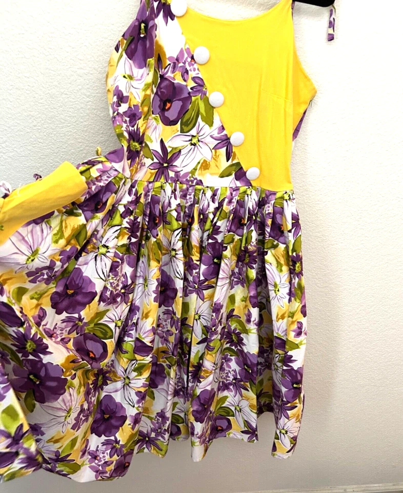 Swing Rockabilly Dress Floral Cotton Retro Style Unique Vintage - Image 2 of 4