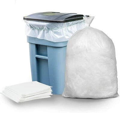 Plasticplace 65 Gallon Clear Trash Bags, 50 Count