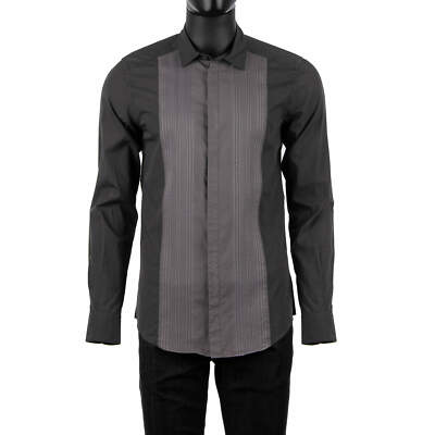 DOLCE & GABBANA SICILIA Slim Fit Evening Shirt Cotton Gray Grey 39 S 07725