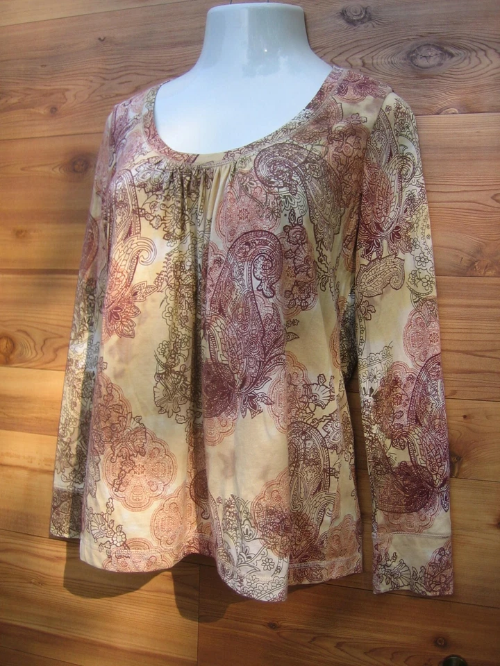 Top tejido elástico Axcess L escote recogido tostado henna marrón 10 12 acanalado Foto 3 de 3