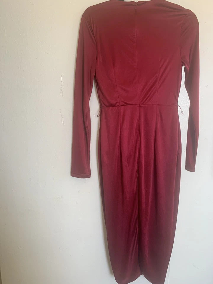 ALTUZARRA Collection Cranberry Red Satin Dress—Size XS-NEW/NO BELT - Image 3 of 4