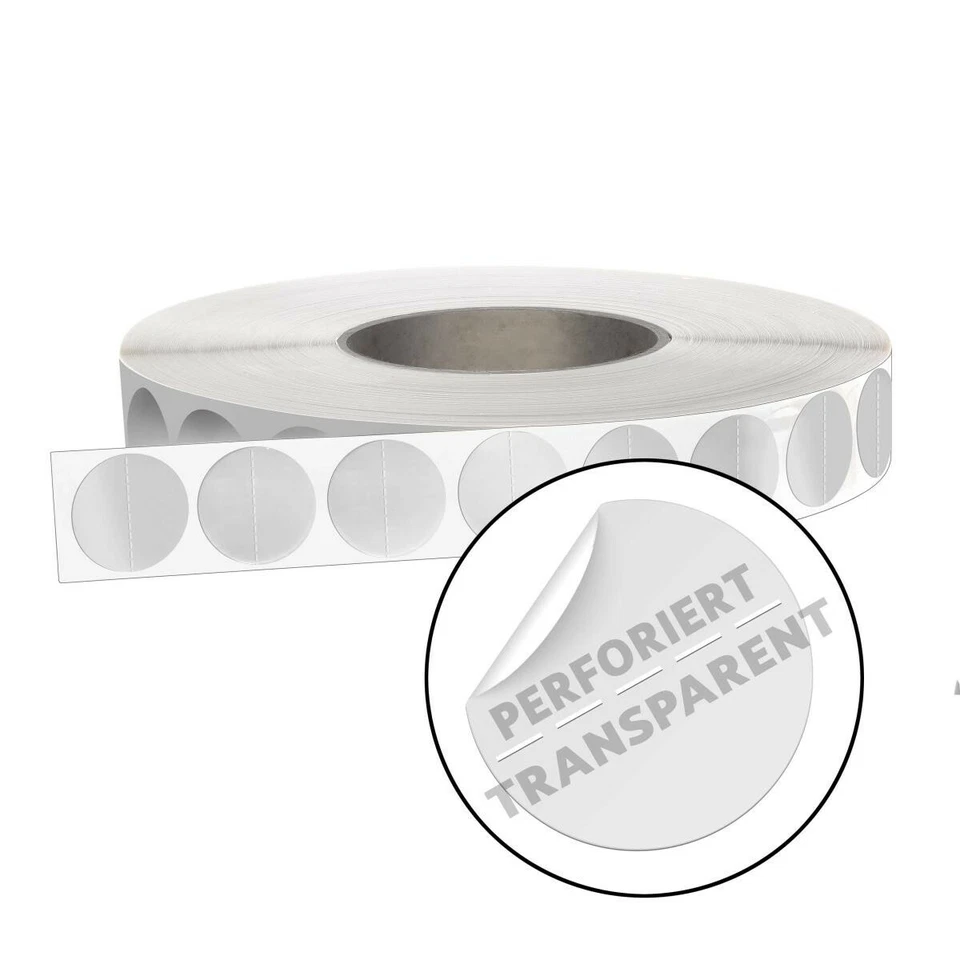 MASHPAPER 5000 Verschlussetiketten 402025 transparent rund 25mm quer perforiert Klebepunkt