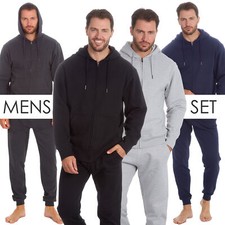 Mens Tracksuit Zip Up Hoodie Joggers Set Plain Track Top Bottoms Size M L XL XXL