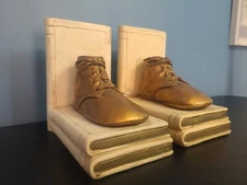 Vintage Booties Shoes Book Ends  Bronze Copper 