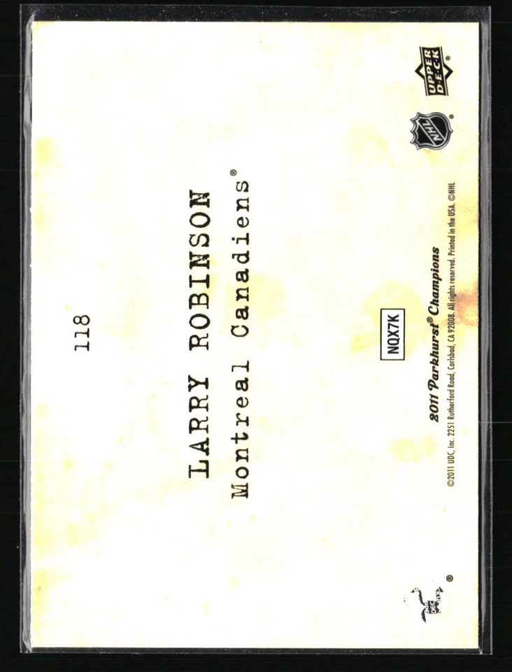 Larry Robinson 2011 Parkhurst Champions #118 Hockey Card - Image 2 of 2