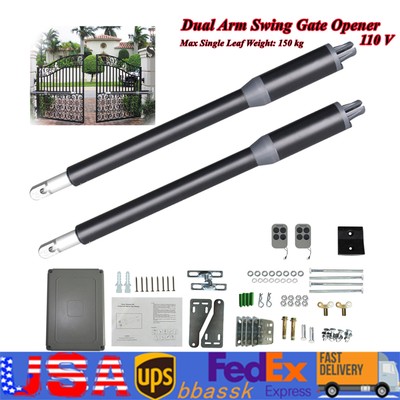 New Automatic Arm Dual Swing Gate Opener Heavy Duty Kit Electric Remote Control