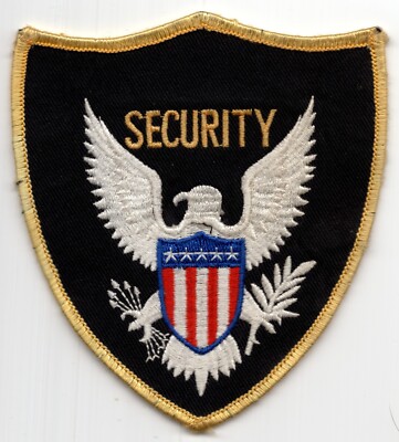 Generic Security Guard Patch, Eagle Design on Black Background 3.75x4.25''