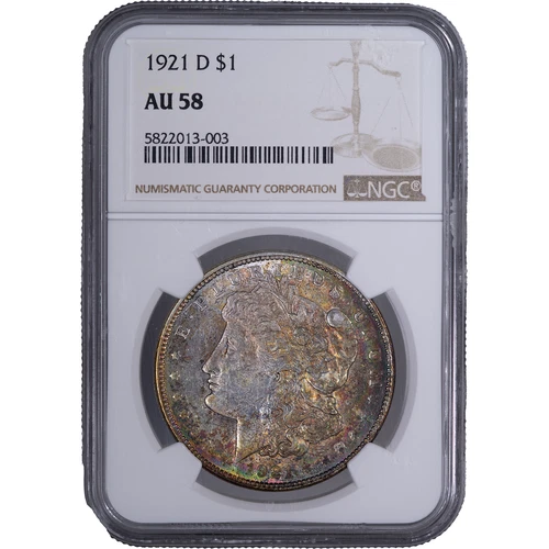 1921-D $1 Morgan Silver Dollar ~ NGC AU 58