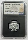 New Listing1943 1C MS66 Steel Wheat Cent - NGC Original Bag Fragment - Great Luster and PQ