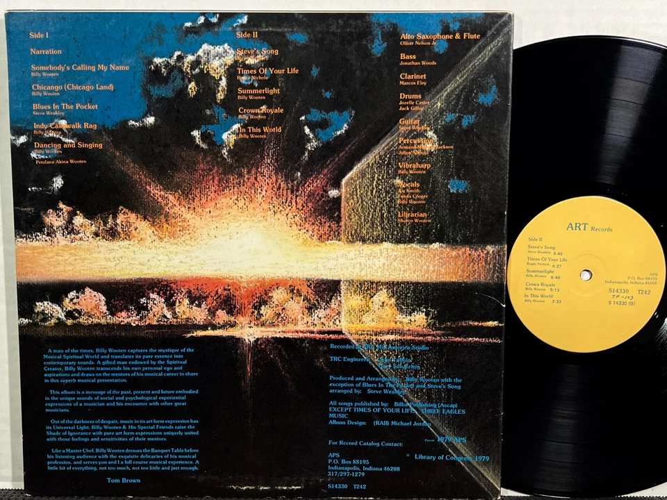 BILLY WOOTEN And Special Friends In This World LP ART RECORDS 1979 Jazz Fusion - Image 2 of 2