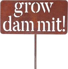 Island Genius Grow Dammit Funny Garden Sign, Unique Outside Multicolor 