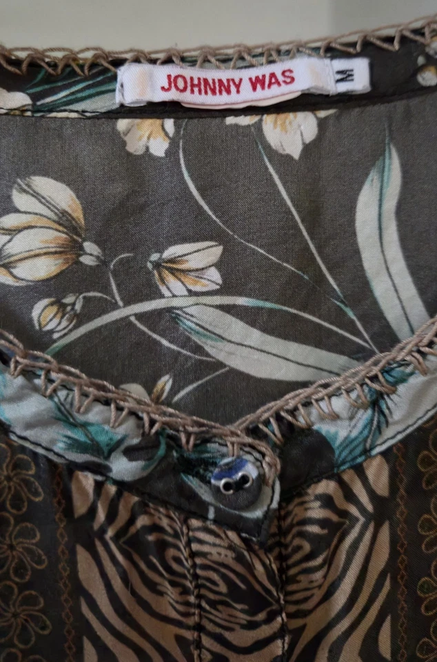 Johnny Was Silk Shirt - Size M - Brown Tones - VG Preowned - Image 2 of 4