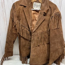 Vintage Bermans Suede Leather Fringe Western Jacket Sz 40