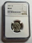 1937 P BUFFALO NICKEL NGC MS62
