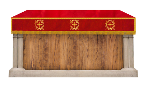 Ornate Liturgical Altar Superfrontal with Cross in silk fabric - Church Parament - Picture 4 of 5