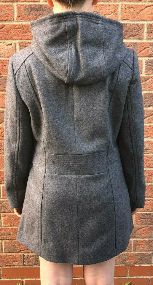 London Fog Hooded Wool Zipper Coat With Pockets - Medium Grey - UK SIZE- SMALL - Image 2 of 4