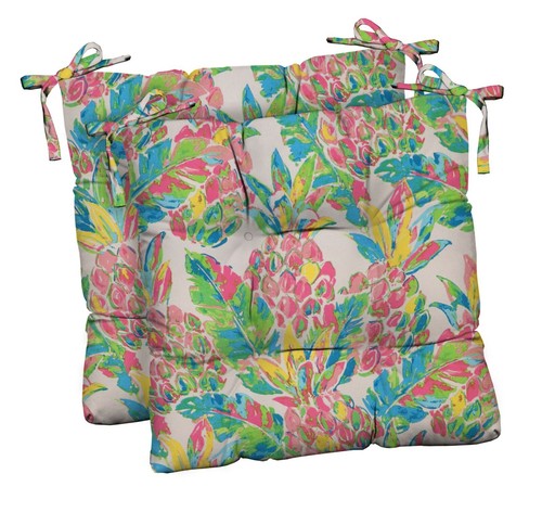 RSH Décor Indoor Outdoor Set of 2 Tufted Dining Chair Seat Cushions, 16" x 16"  - Picture 31 of 36