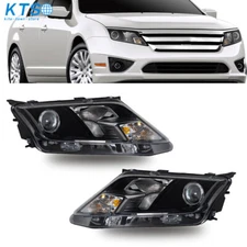 For 2010-2012 Ford Fusion Black Replacement Headlights Headlamps Pair Left+Right