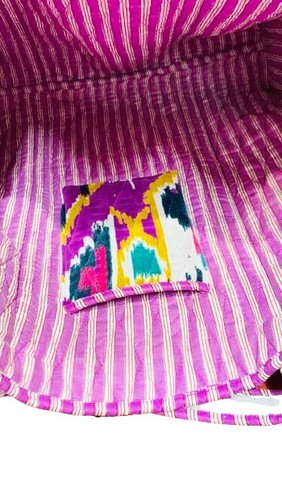 Indian Purple IKat Printed Tote Bag Beautiful Velvet Tote Bag For Women 18X18 in - Picture 5 of 5
