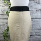 MNG Skirt size 6 Ivory Black Linen Straight Pencil Herringbone Knee Career Suit — photo 2