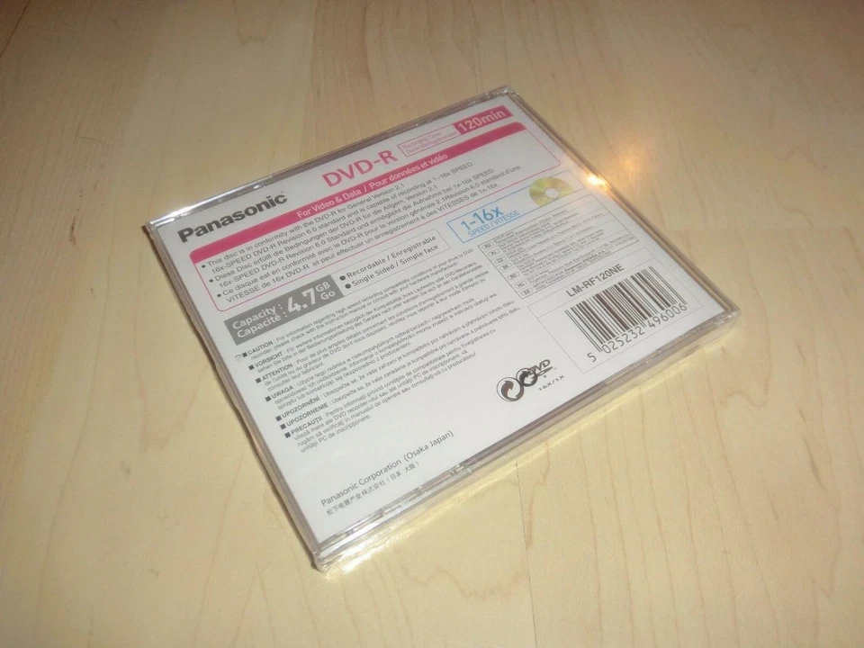 Panasonic DVD-R 1-16x Speed / 120 Minuten / 4,7GB, OVP&NEU - Bild 2 von 2