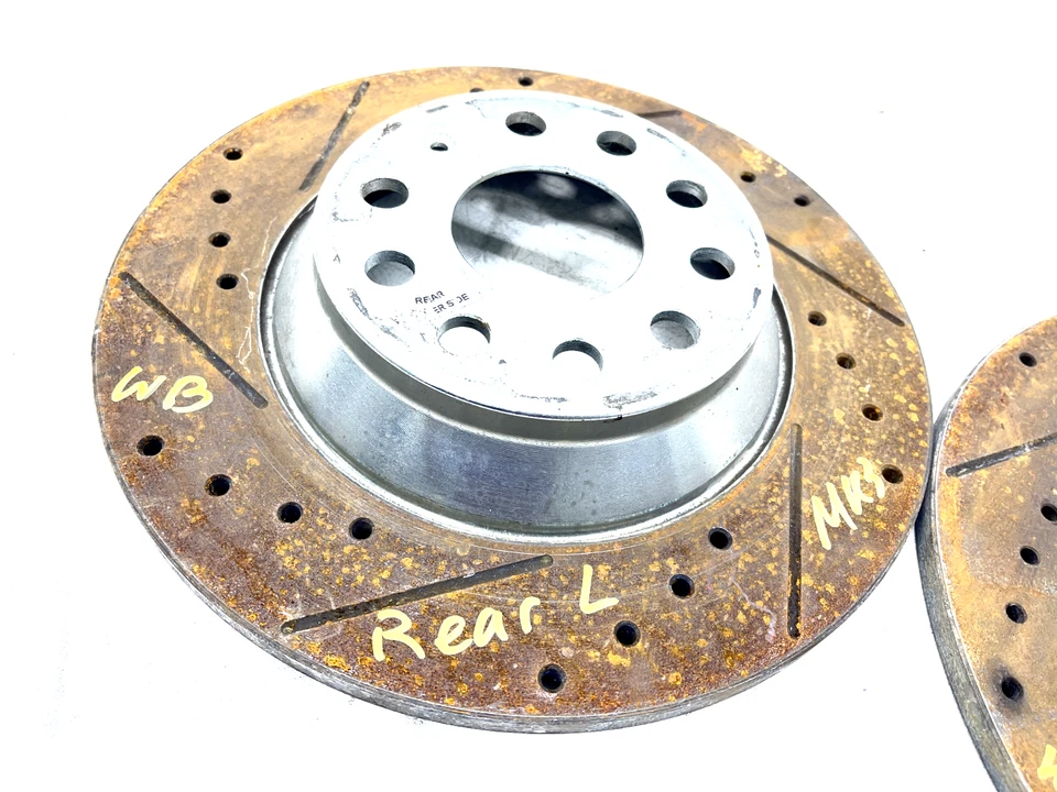2016-2023 AUDI TT QUATTRO 8S MK3 REAR LEFT RIGHT BRAKE DRILLED ROTOR SET OEM - Image 3 of 4