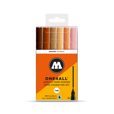 MOLOTOW ONE 4 ALL 127HS MARKERS - 2MM NIB PAINT PENS - CHARACTER COLOURS - 6 SET