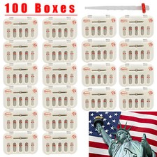 100 Packs USA Dental Fiber Post Screw Thread Quartz Resin & 100-Drills Red