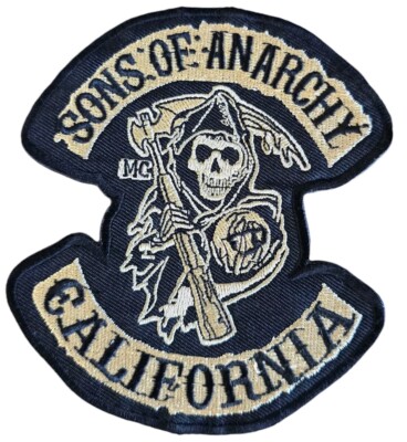 SONS OF ANARCHY CALIFORNIA MC MOTORCYCLE BIKER GANG BLACK VEST IRON ON PATCH