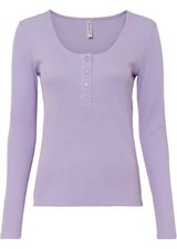 Rippshirt aus Bio-Baumwolle Gr. 32/34 Zartflieder Damen Langarm-Shirt Neu*