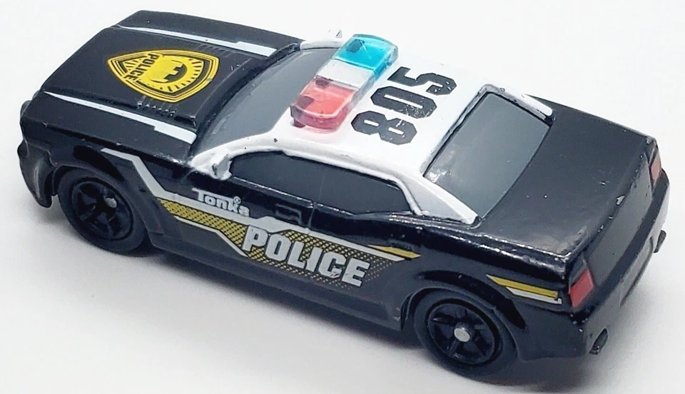 2013 TONKA FUNRISE #805 BLACK 1:55 DIECAST 3 1/2" POLICE CAR W/ WHITE & YELLOW  - Image 3 of 4
