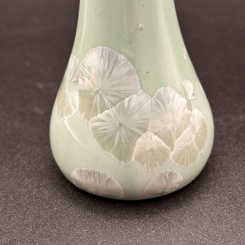 Art Studio Pottery Crystalline Glaze Bud Vase Celadon Beautiful - Picture 8 of 9