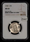 1920 25c Standing Liberty Silver Quarter - Flashy PQ - NGC MS 65 - SKU-B5645