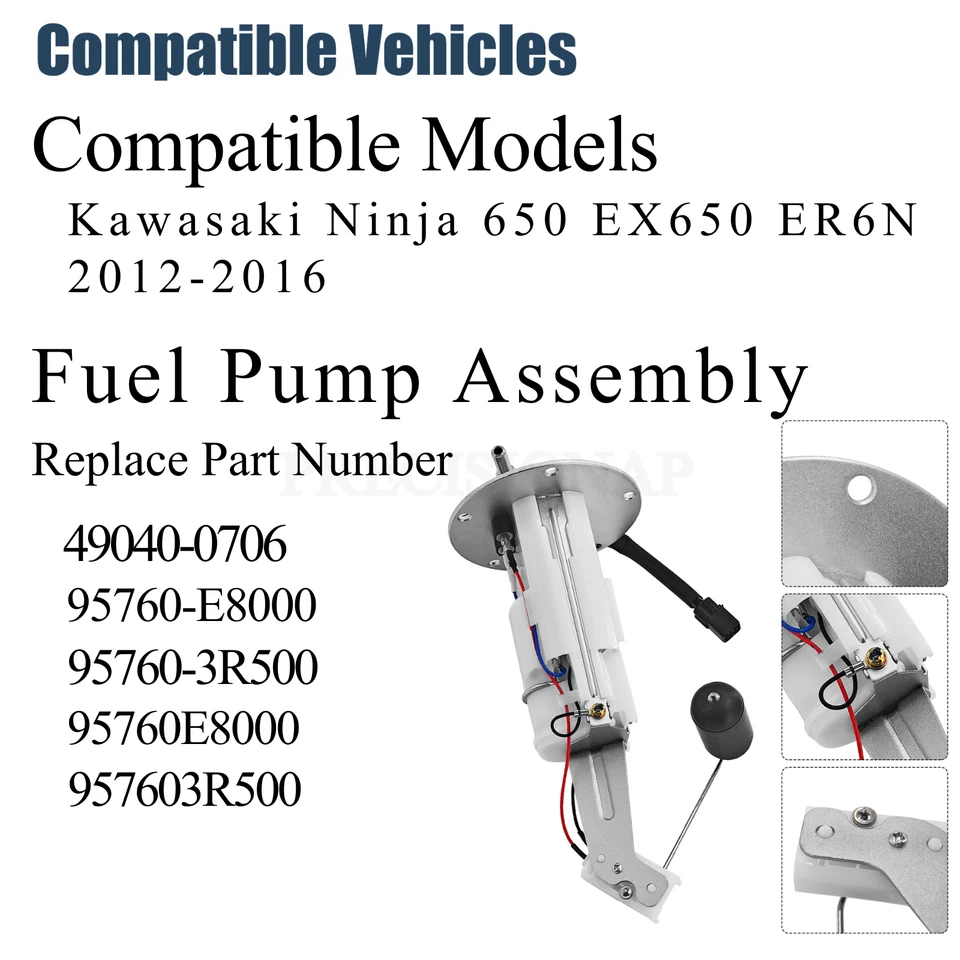 49040-0706 For 2012-2016 KAWASAKI NINJA 650 EX650 ER6N FUEL PUMP GAS Assembly Foto 3 de 4