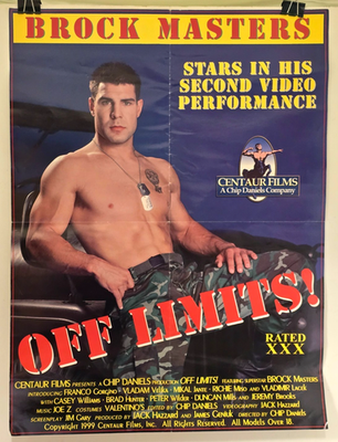 #ad #ad 2002 BROCK MASTERS in OFF LIMITS Gay Adult Movie Promo Poster 18quot;x24quot; $22.99