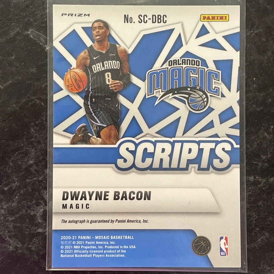 DWAYNE BACON 2020-21 PANINI MOSAIC SP SCRIPTS PRIZM AUTO MAGIC  #SC-DBC - Image 2 of 3