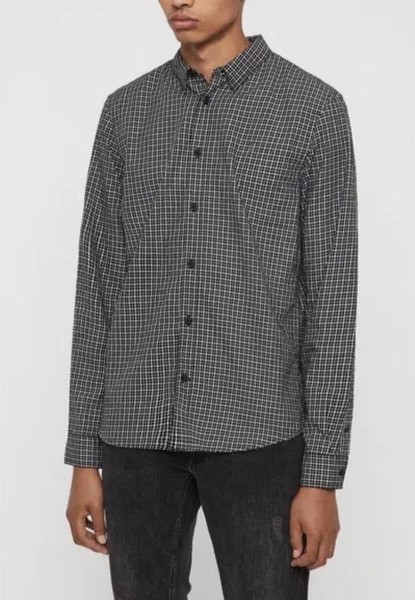 Men AllSaints Shirt Grey Cotton 40 /L / 48 #4W9Z