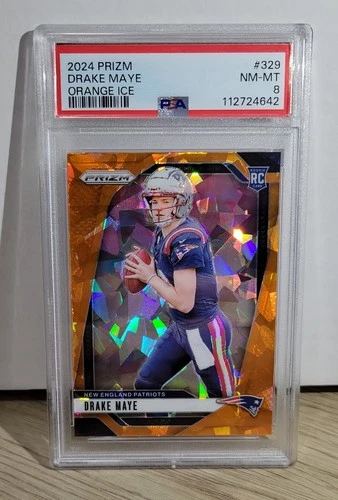 2024 Panini Prizm - Rookies Drake Maye #329 Orange Ice Prizm (RC) PSA 8
