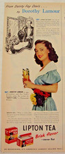 1947 Lipton Tea DOROTHY LAMOUR & Dainty Fay Davis Print Ad