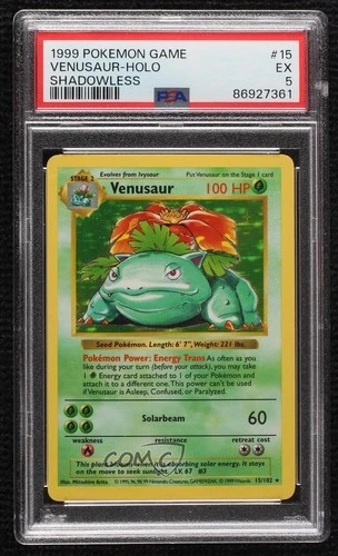 Venusaur Holo Shadowless Pokemon Base Set PSA 5 1999