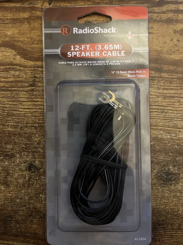 RadioShack 12 Foot Speaker Cable 1/8” Mono Male To Spade Tongue - Image 2 of 4