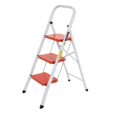 Foldable 3 Step Stool Ladder with Handgrip 330lbs Weight Capacity for Indoor Use