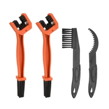 4Pcs Bicycle Chain Cleaning Tool Set Bike Clean Brush Kit, Orange Black