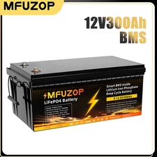12V 300AH LiFePO4 Lithium Battery 15000+ Deep Cycle BMS for Solar RV Off-grid