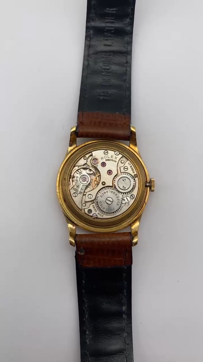 Rolex Precison, 18k Gold Uhr mit Lederarmband, 32mm, 4651