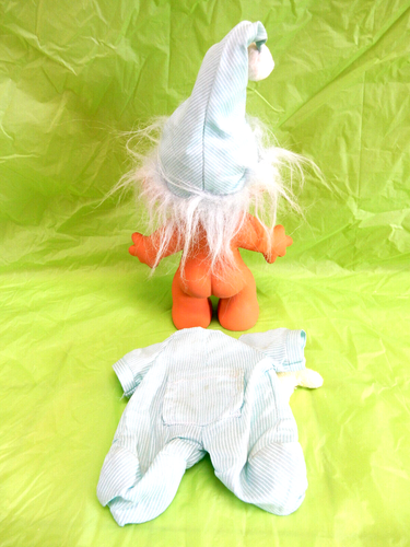 A-DOR-ABLE VTG DAM TROLL DOLL, BABY BOY WITH BEAR, 7.5" - Picture 3 of 9