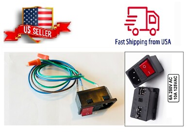 Assembled Power Socket with Fuse and wires Switch 3 Pin IEC320 C14 USA Plug